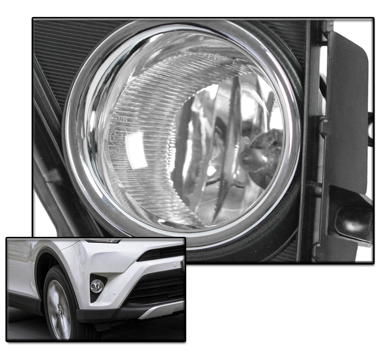 1618 TOYOTA RAV4 BUMPER DRIVING FOG LIGHTS LAMPS CHROME W/BEZEL+WIRING