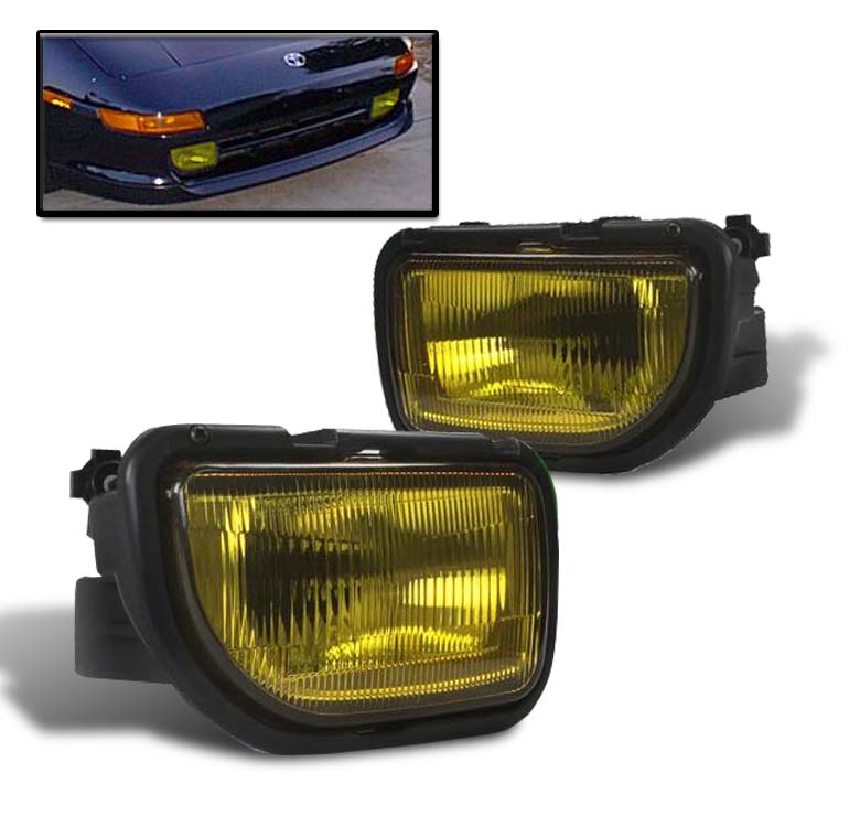 9195 TOYOTA MR2 BUMPER DRIVING FOG LIGHT LAMP KIT YELLOW W/BULB+SWITCH