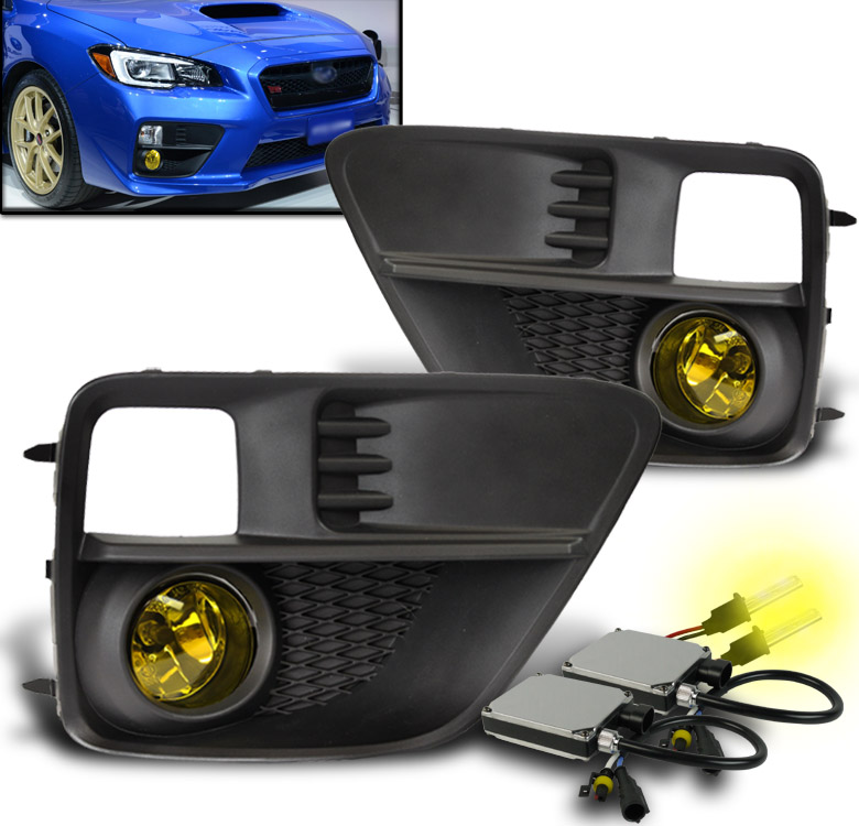 FOR 15 16 17 IMPREZA WRX STI BUMPER FOG LIGHTS LAMP YELLOW W/3K HID