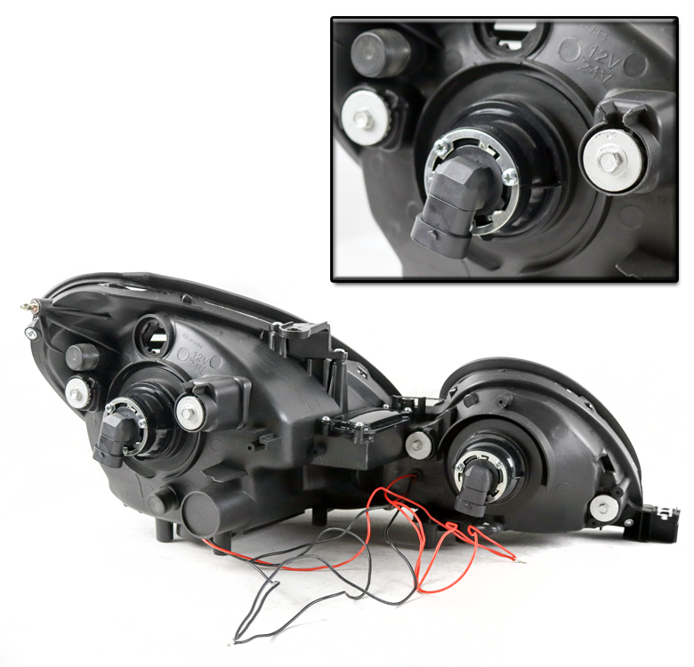 Spec-D Tuning LED Halo Black Projector Headlights Compatible with 1998