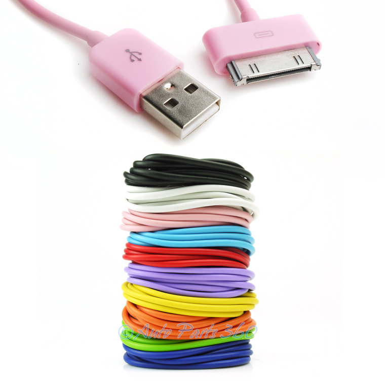 5X 3FT USB SYNC DATA POWER CHARGER AQUA BLUE CABLE IPHONE IPOD CLASSIC NANO IPAD