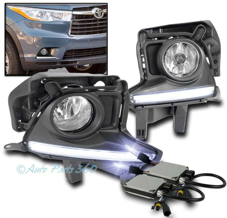1416 TOYOTA HIGHLANDER BUMPER DRIVING FOG LIGHT LAMP CHROME W/10K HID