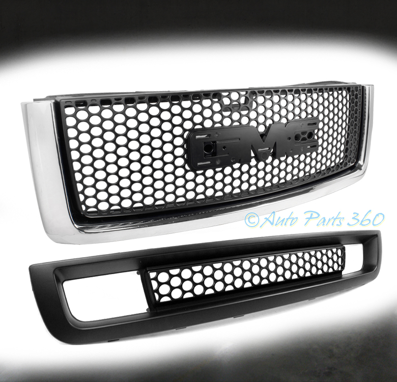 07-13 GMC SIERRA 1500 DENALI MESH FRONT UPPER + BUMPER GRILLE BLACK