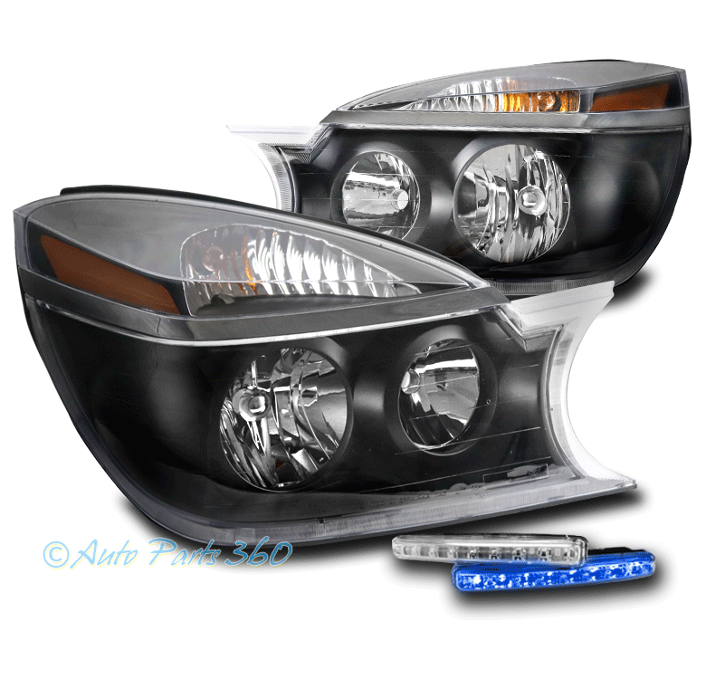 FOR 0207 BUICK RENDEZVOUS BLACK HEADLIGHTS HEADLAMPS W/BLUE LED DRL LEFT+RIGHT eBay