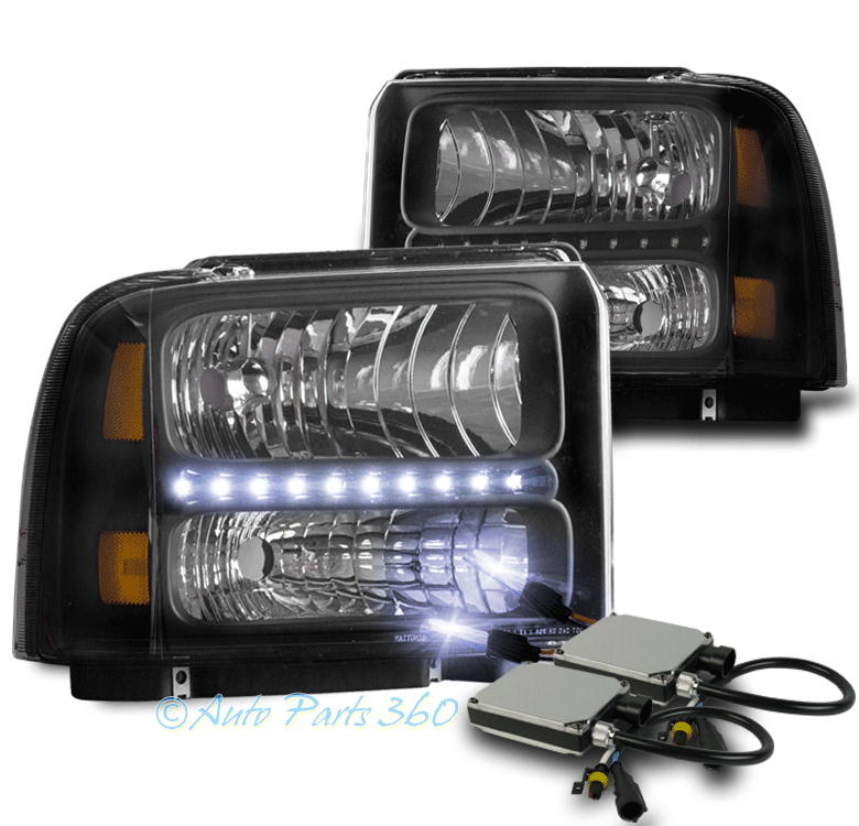 0507 FORD F250 F350 F450 F550 SUPERDUTY LED HEADLIGHT LAMP BLACK W/10K