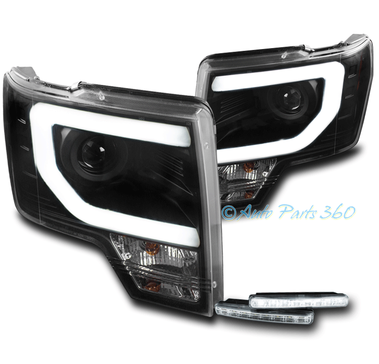 1314 FORD F150 (HID ONLY) LED BAR PROJECTOR HEADLIGHT LAMP BLACK W