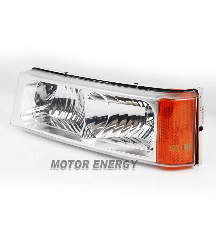 Newpoint Motor Chrome Amber Front Park/Turn Lights – Fits 03-06 Silverado Avalanche, Bumper Lamps