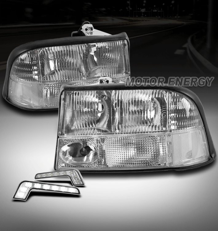 9804 GMC SONOMA/9801 JIMMY REPLACEMENT HEADLIGHTS LAMPS CHROME W/DRL