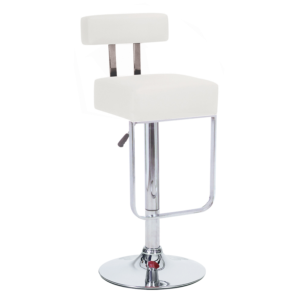 Modern Home "Leather" Adjustable Height Chrome Bar/Counter Stool - Blok Barstool - Picture 9 of 11