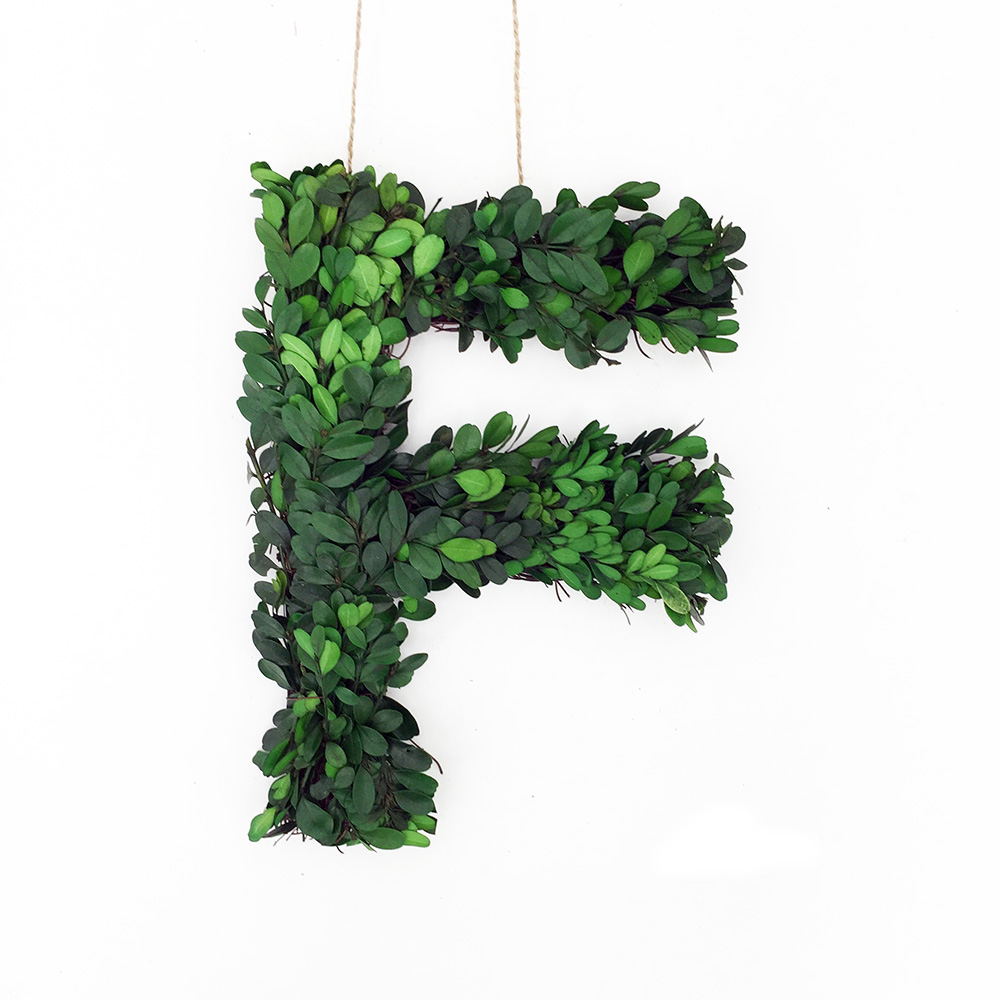LETRAS MONOGRAMA DECORATIVAS DE BOJ CONSERVADAS REALES 12" - DECORACIÓN CORONA PUERTA DELANTERA - Imagen 18 de 30