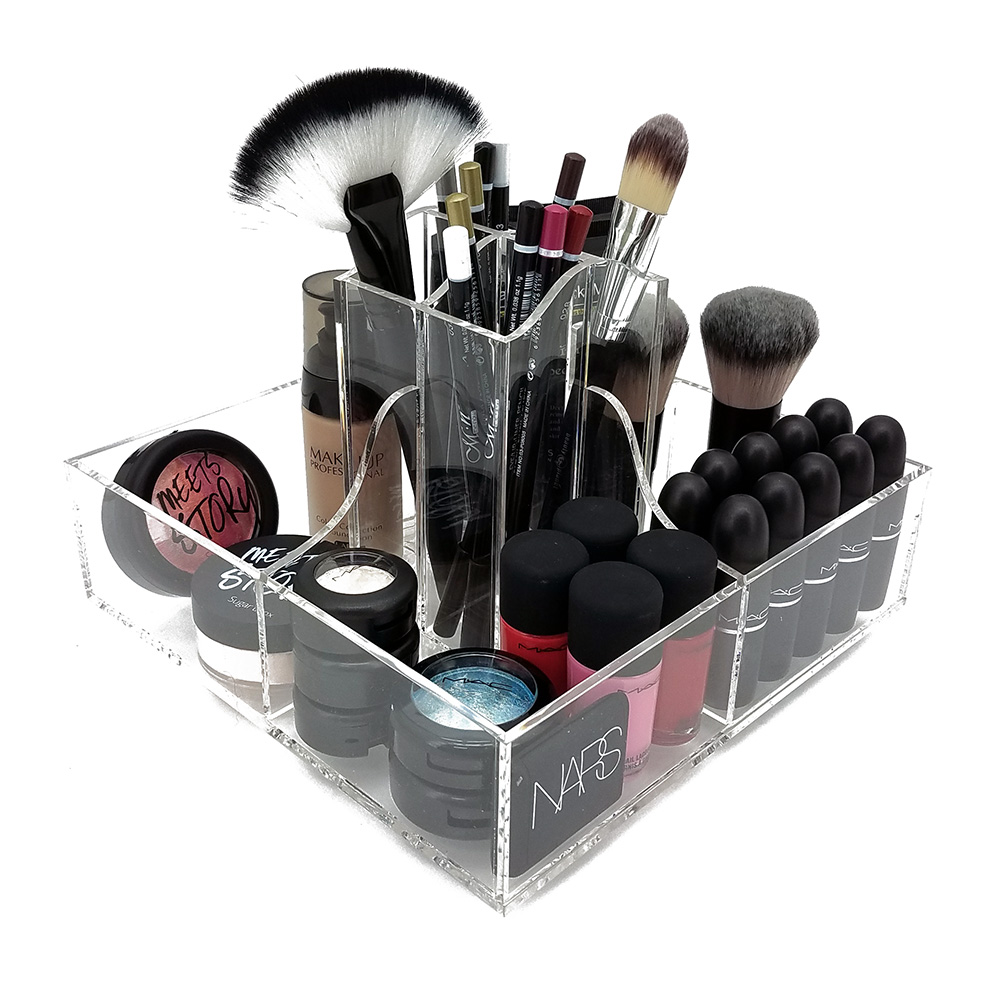 NEW! DELUXE MAKEUP ORGANIZER ABBY ACRYLIC ROTATING COSMETIC/BRUSH