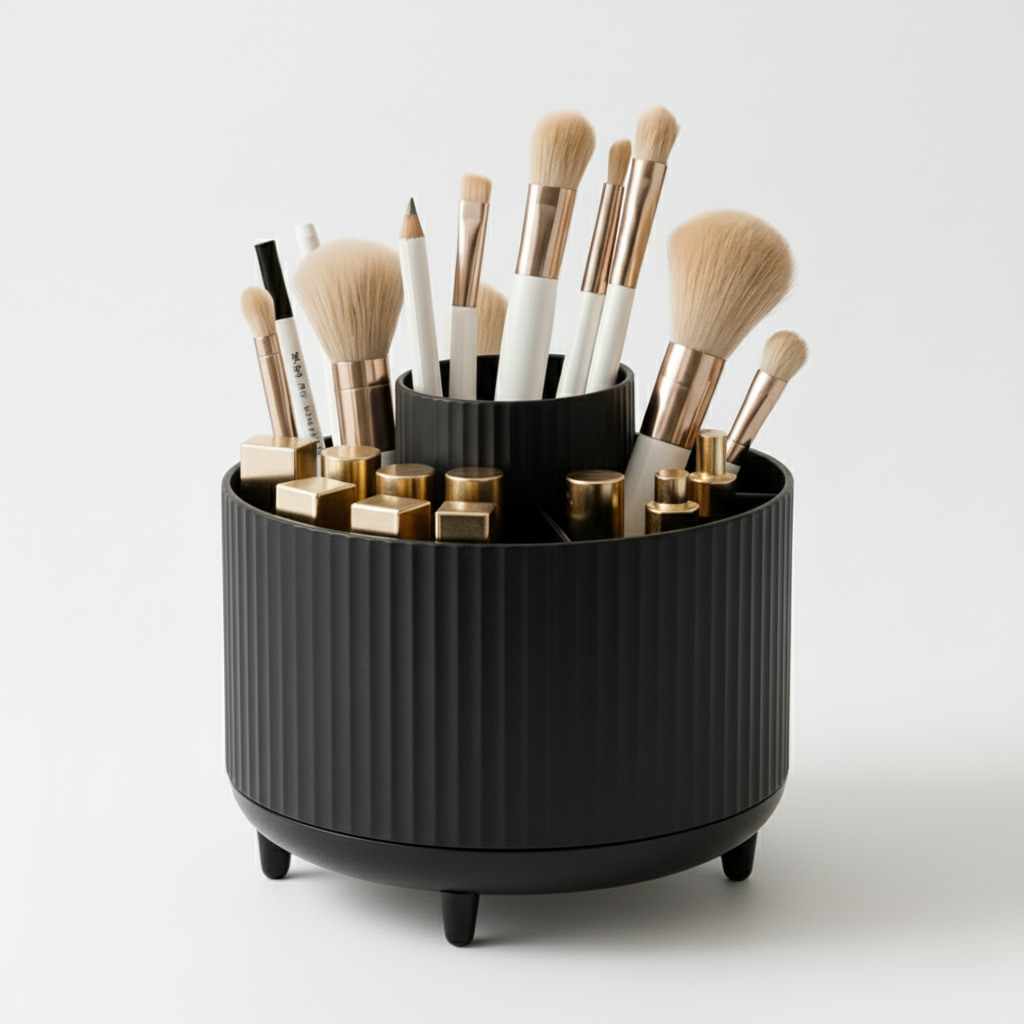 360° Rotating Organizer Fluted Cosmetic Makeup Vanity Desk Caddy Spinner - Picture 11 of 46