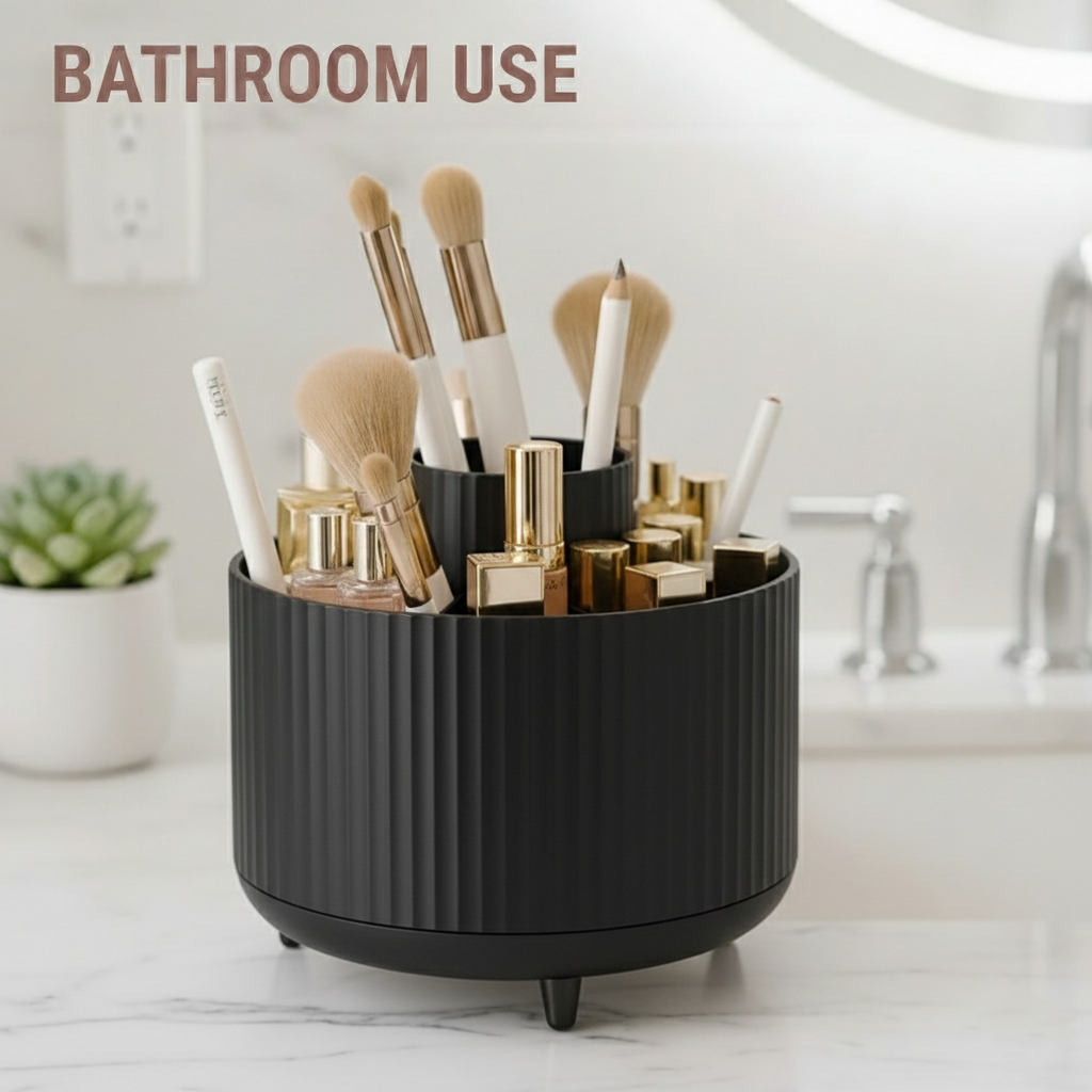 360° Rotating Organizer Fluted Cosmetic Makeup Vanity Desk Caddy Spinner - Picture 12 of 46