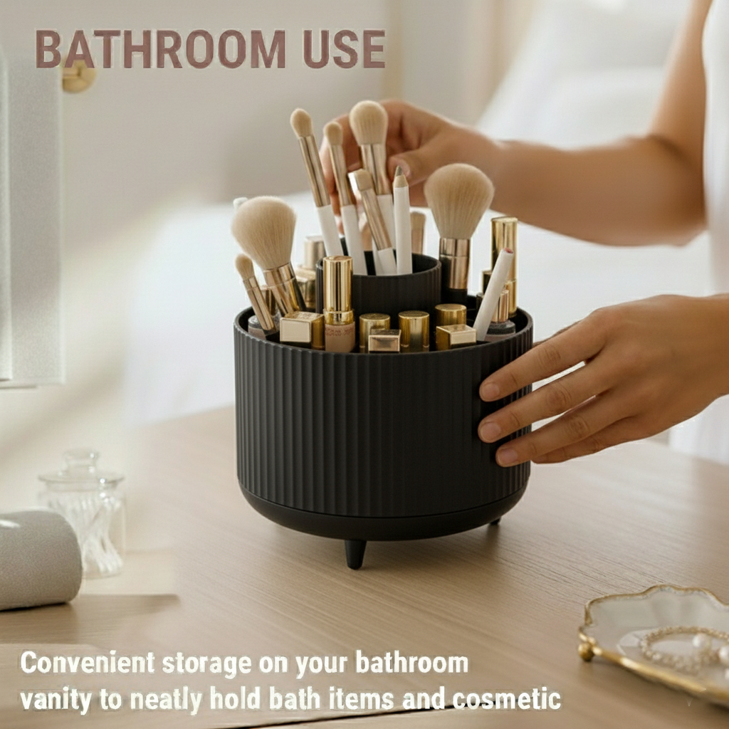 360° Rotating Organizer Fluted Cosmetic Makeup Vanity Desk Caddy Spinner - Picture 14 of 46