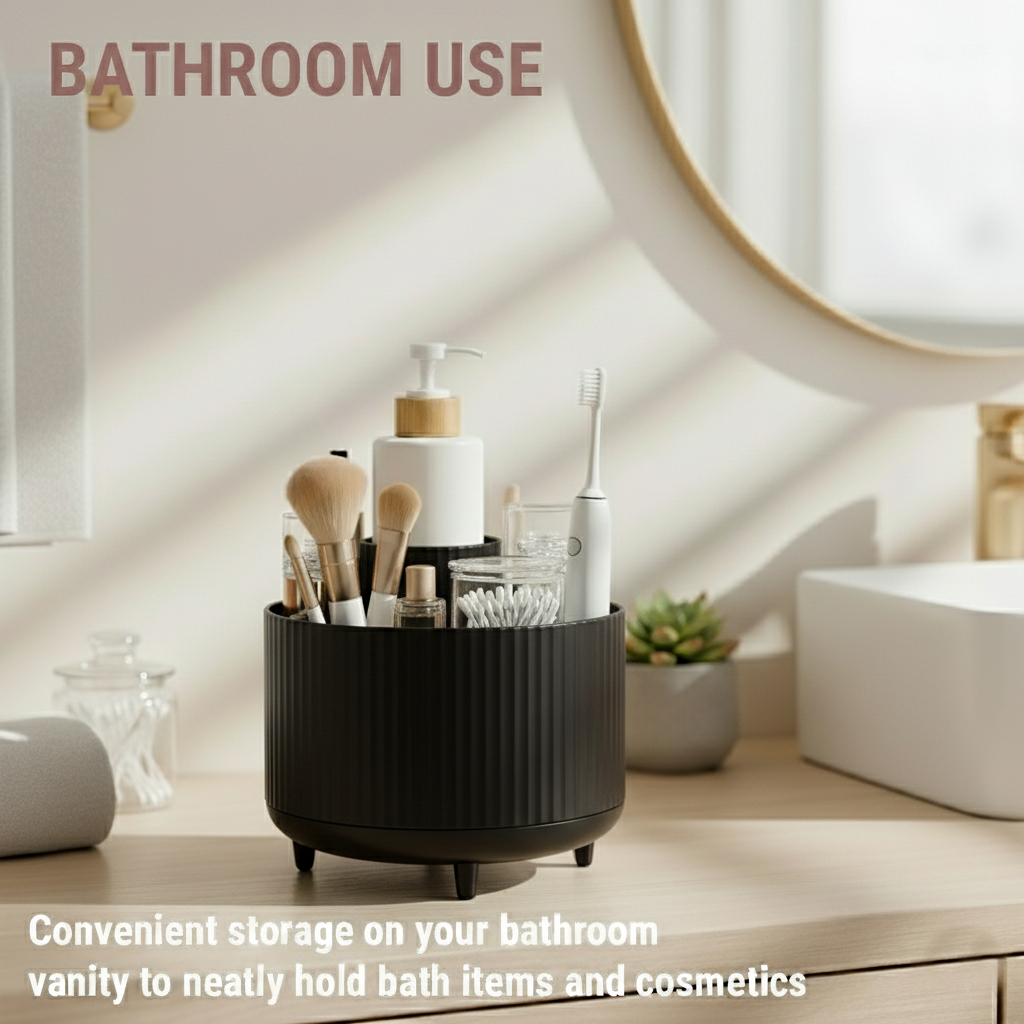 360° Rotating Organizer Fluted Cosmetic Makeup Vanity Desk Caddy Spinner - Picture 17 of 46
