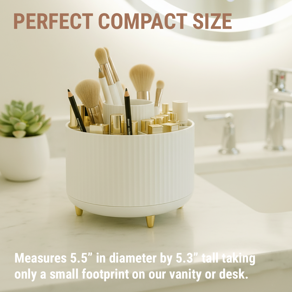 360° Rotating Organizer Fluted Cosmetic Makeup Vanity Desk Caddy Spinner - Picture 22 of 46