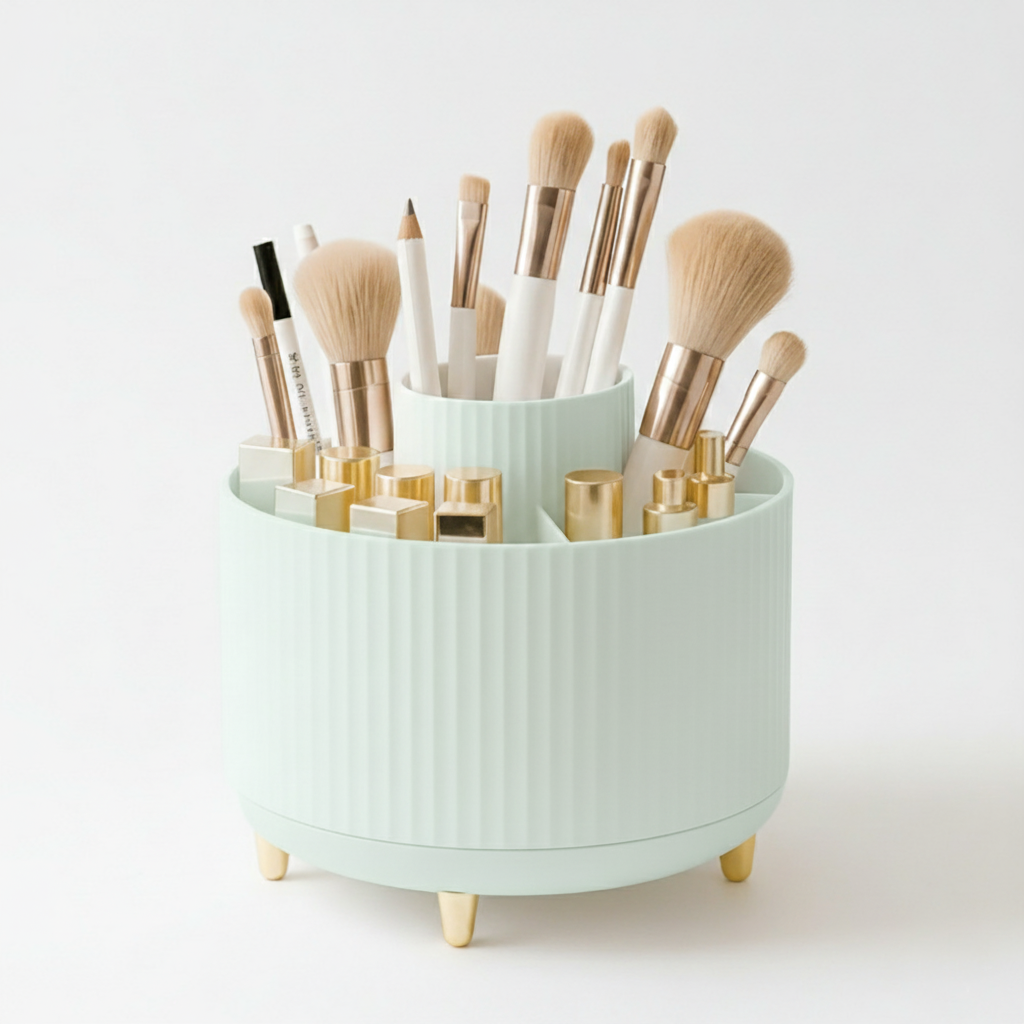 360° Rotating Organizer Fluted Cosmetic Makeup Vanity Desk Caddy Spinner - Picture 29 of 46