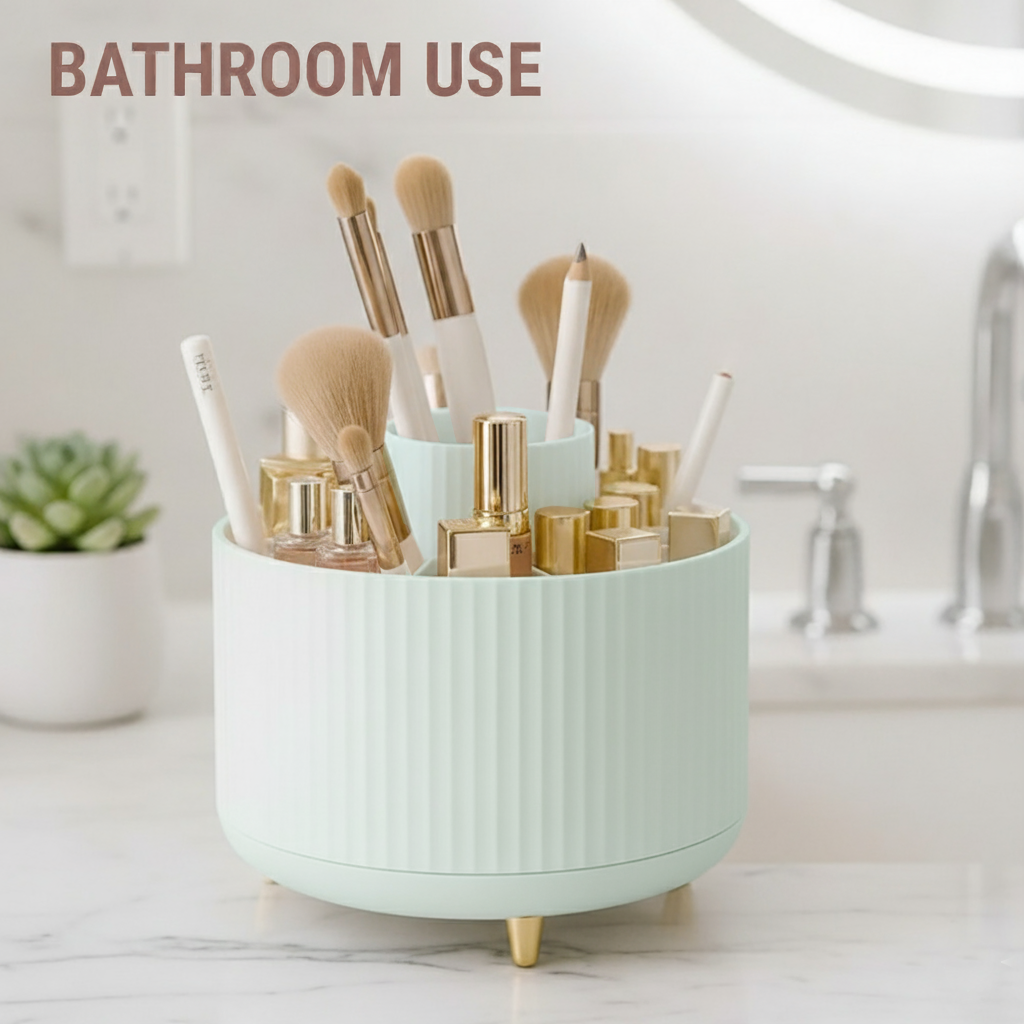 360° Rotating Organizer Fluted Cosmetic Makeup Vanity Desk Caddy Spinner - Picture 30 of 46