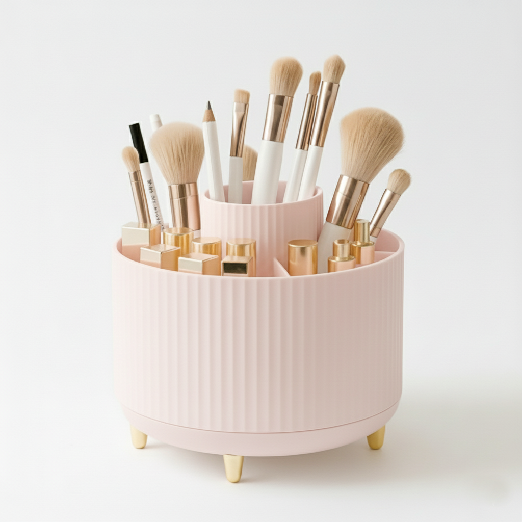 360° Rotating Organizer Fluted Cosmetic Makeup Vanity Desk Caddy Spinner - Picture 38 of 46
