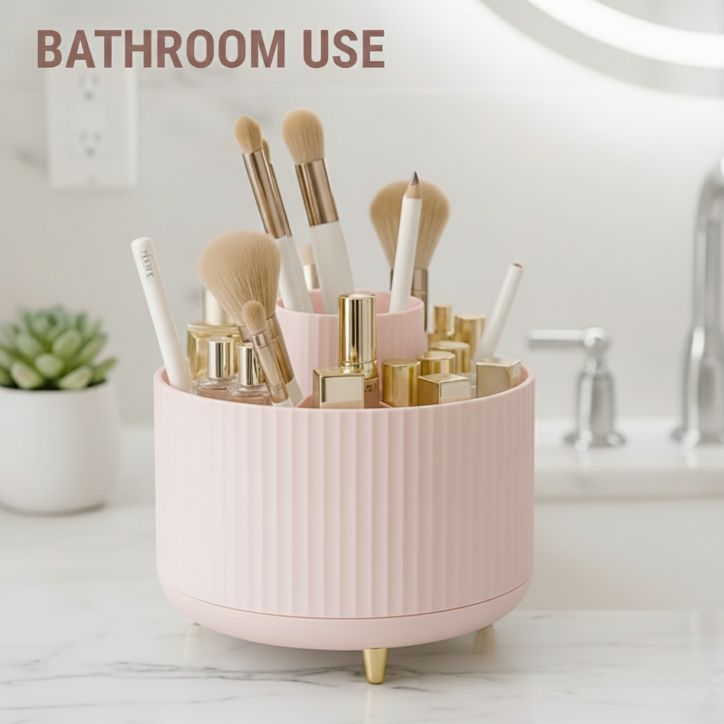 360° Rotating Organizer Fluted Cosmetic Makeup Vanity Desk Caddy Spinner - Picture 39 of 46