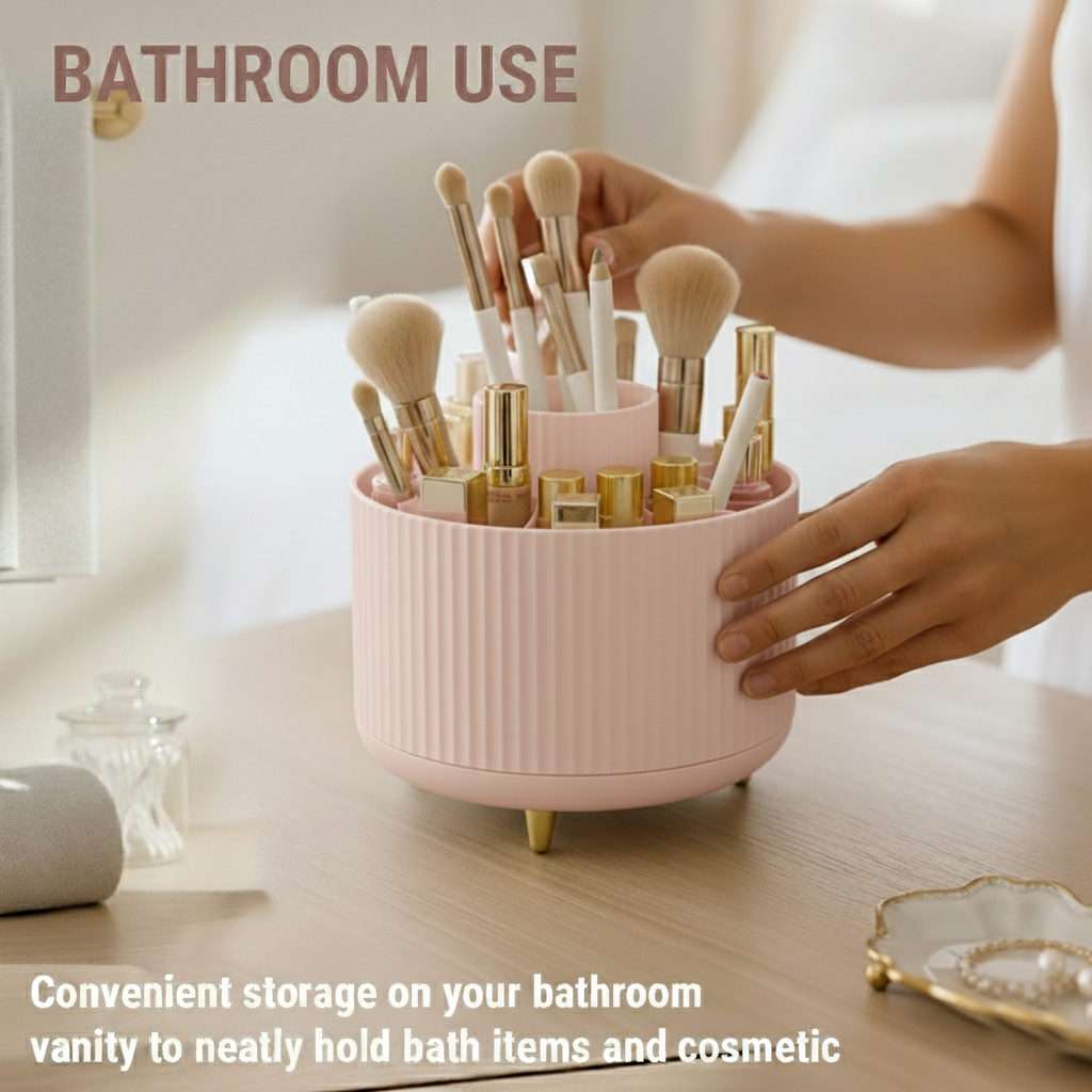 360° Rotating Organizer Fluted Cosmetic Makeup Vanity Desk Caddy Spinner - Picture 41 of 46