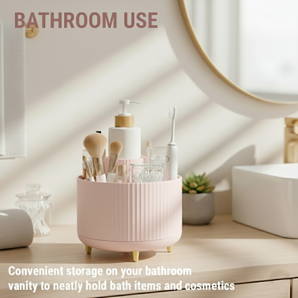 360° Rotating Organizer Fluted Cosmetic Makeup Vanity Desk Caddy Spinner - Picture 44 of 46