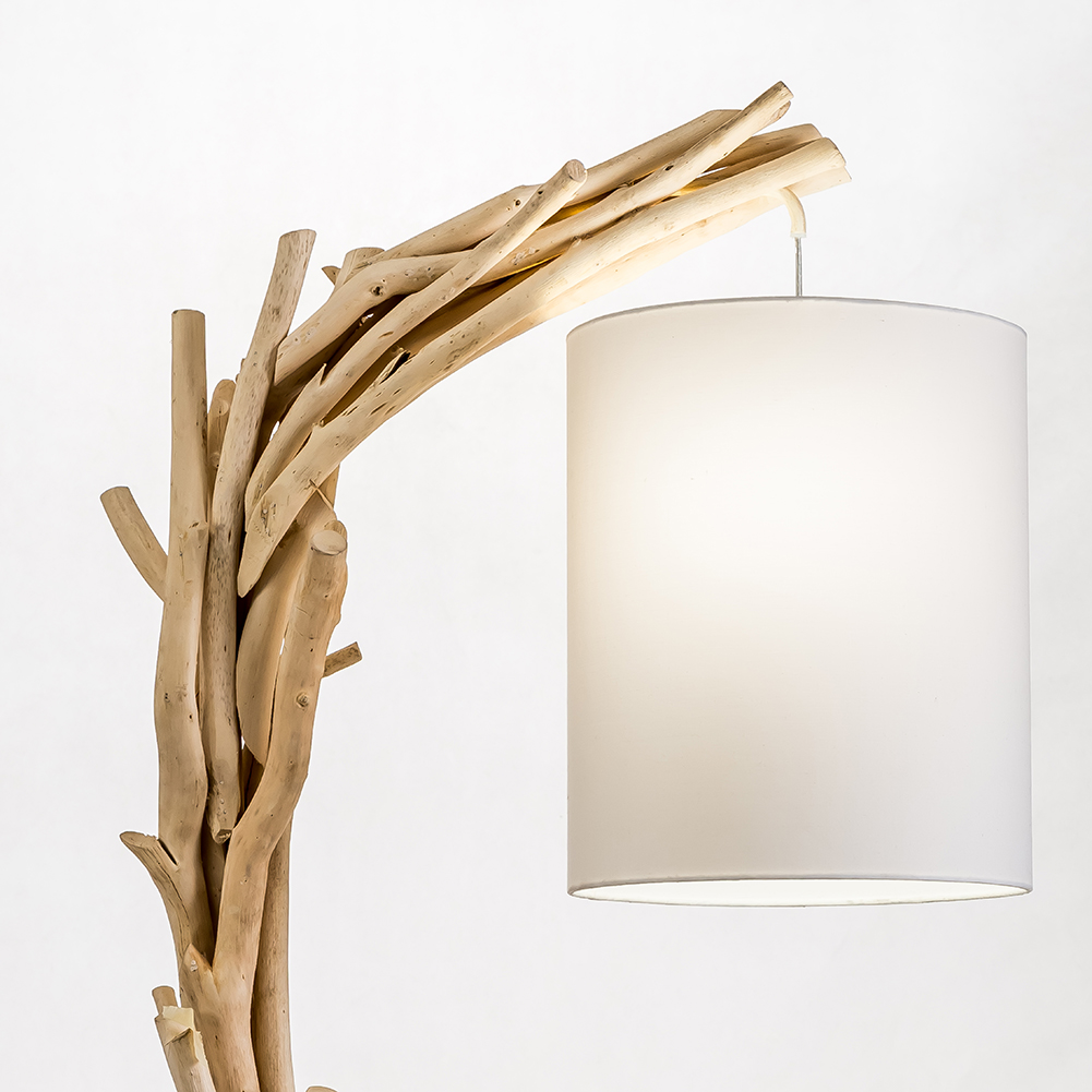 NEW! DRIFTWOOD OFFSET FLOOR LAMP 63" NAUTICAL NATURAL RECLAIMED WOOD