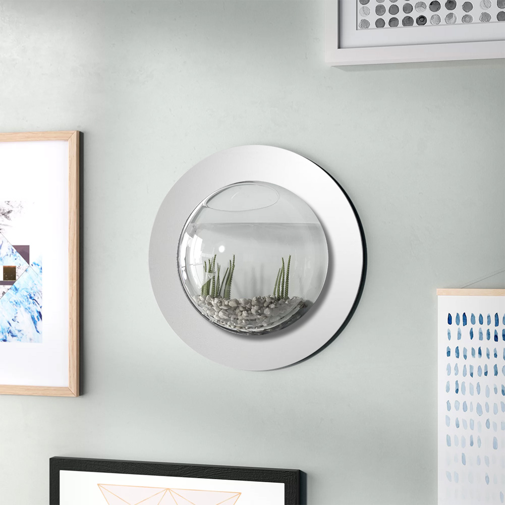 NEW! WALL MOUNTED FISH TANK MIRRORED BUBBLE AQUARIUM WITH BACKGROUND
