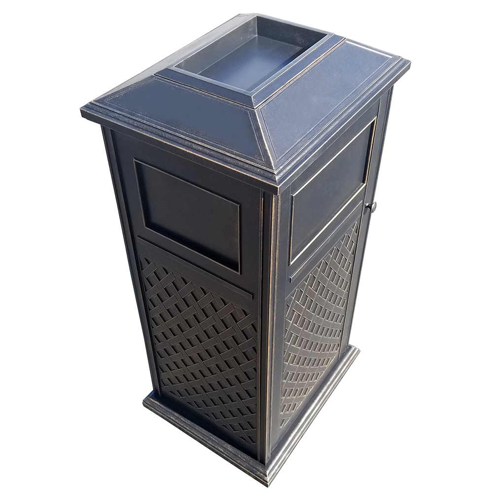 NEW! INDOOR/OUTDOOR BRONZE CAST ALUMINUM WEATHER RESISTANT TRASH CAN