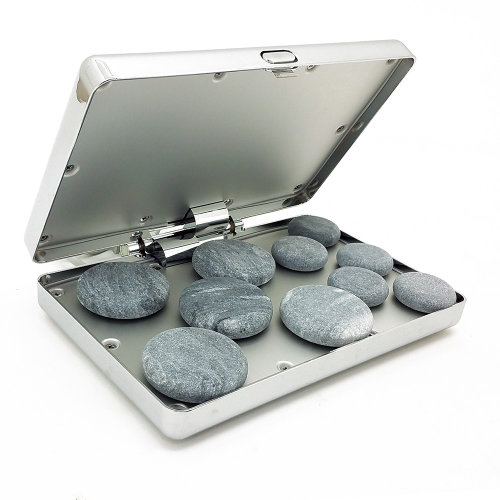 CHROME CASE PORTABLE PROFESSIONAL MASSAGE STONE HEATER/WARMERHOT ROCKS
