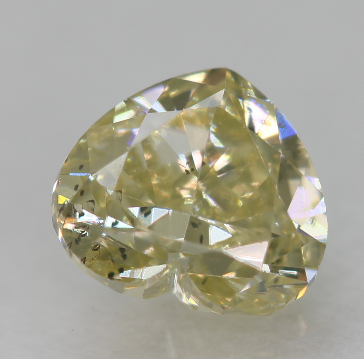 0.43 Carat Fancy Yellow SI1 Heart Natural Enhanced Diamond 4.79X4.25mm W VIDEO