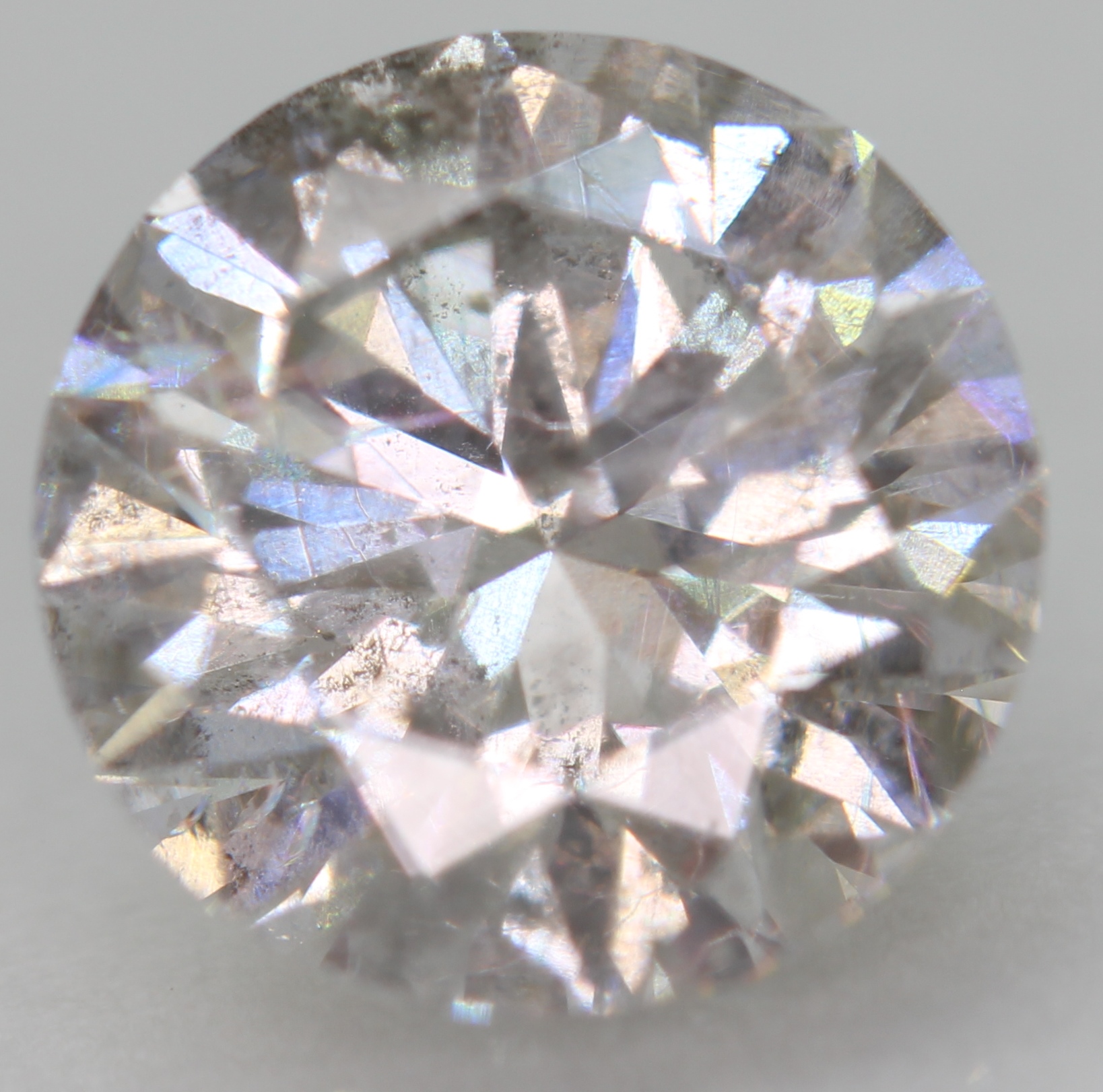Certified 1.63 Carat I SI2 Round Brilliant Natural Enhanced Loose Diamond 7.59mm
