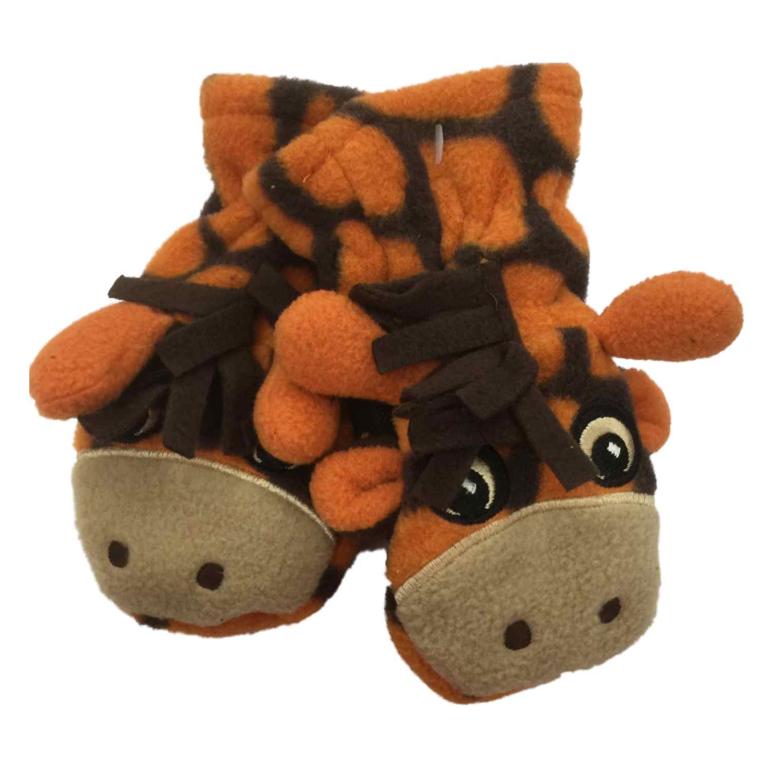 CP Infant Boys Orange Microfleece Giraffe Mittens - Picture 1 of 1