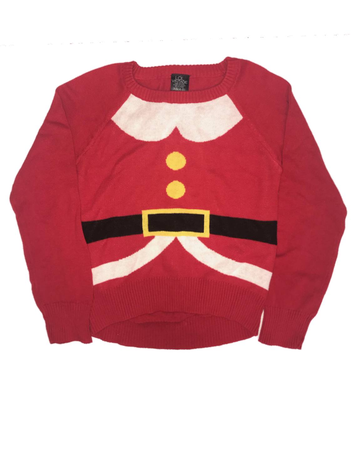 Girls Red Santa Suit Ugly Christmas Sweater Long Sleeve Holiday Knit