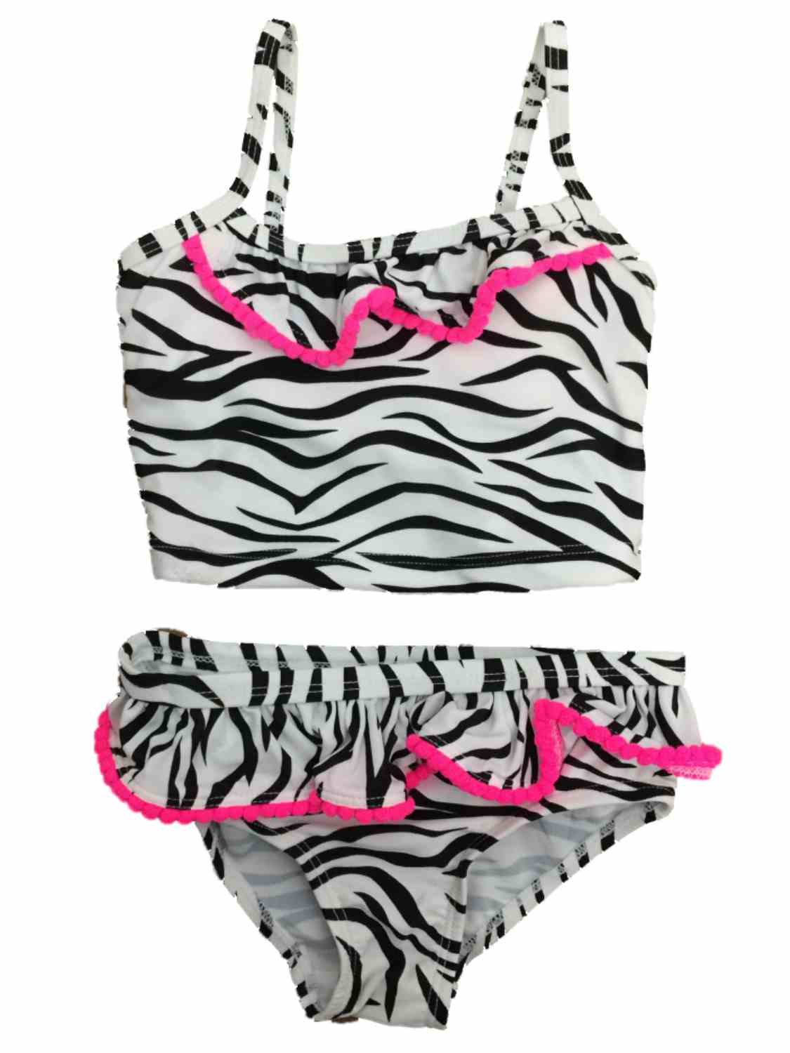 Infant & Toddler Girls Black Zebra Print 2 Pc Tankini Swimming & Bathing Suit - Picture 2 of 2