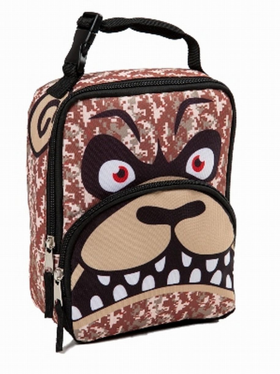 Mad Labs Brown Camo Angry Puppy Dog Soft Lunch Box Insulated Lunch Bag Lunchbox - Afbeelding 1 van 1