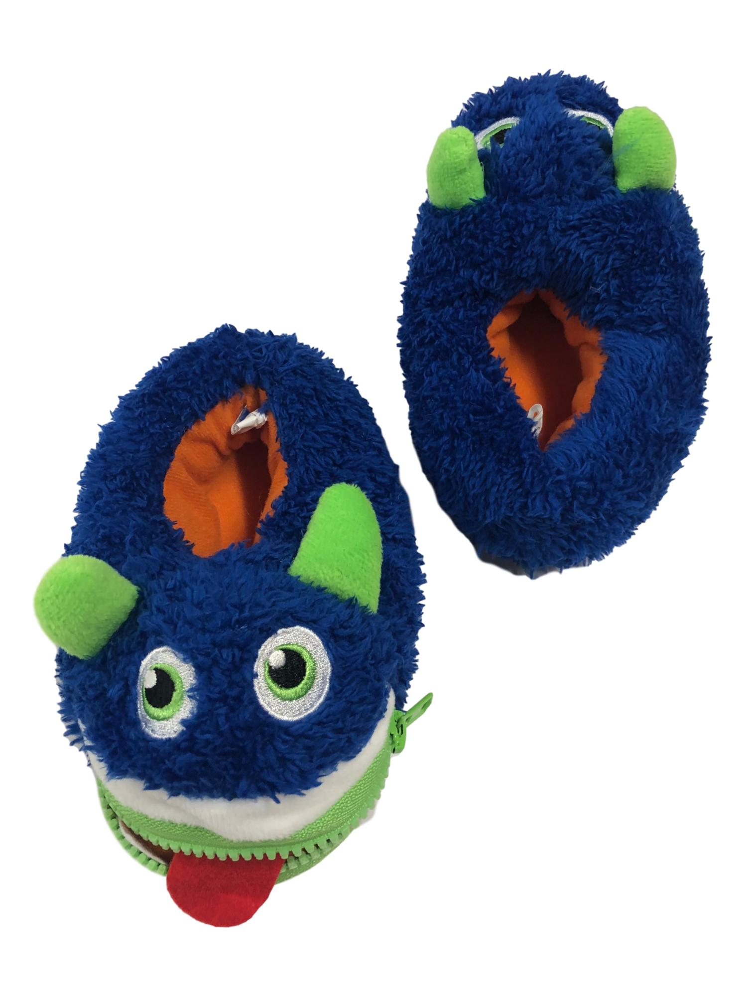 Toddler Boys Fuzzy Blue Monster Slippers House Shoes eBay
