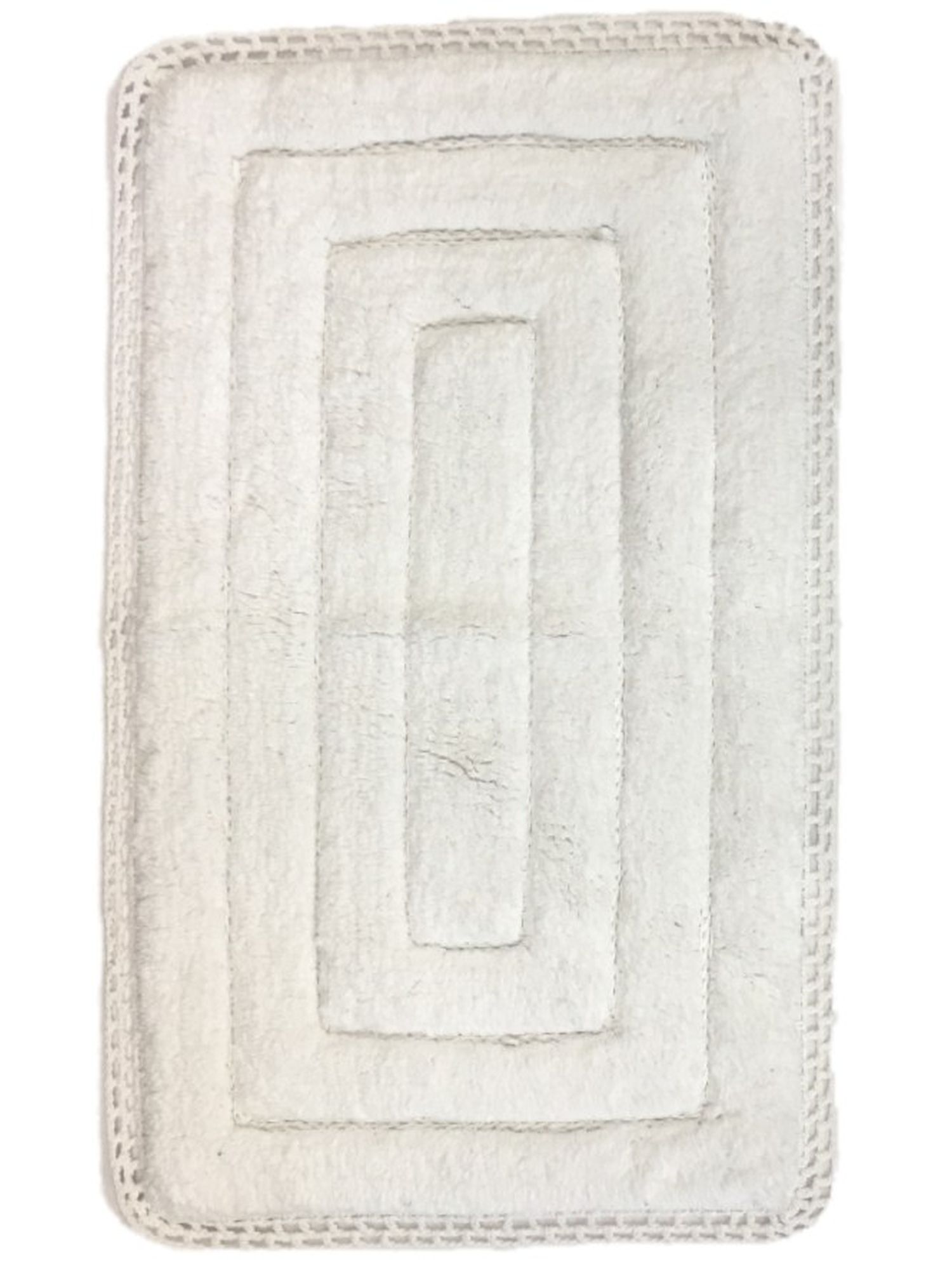 THRESHOLD Threshold Plush White Bath Rug With Crochet Edge, Cotton Bath