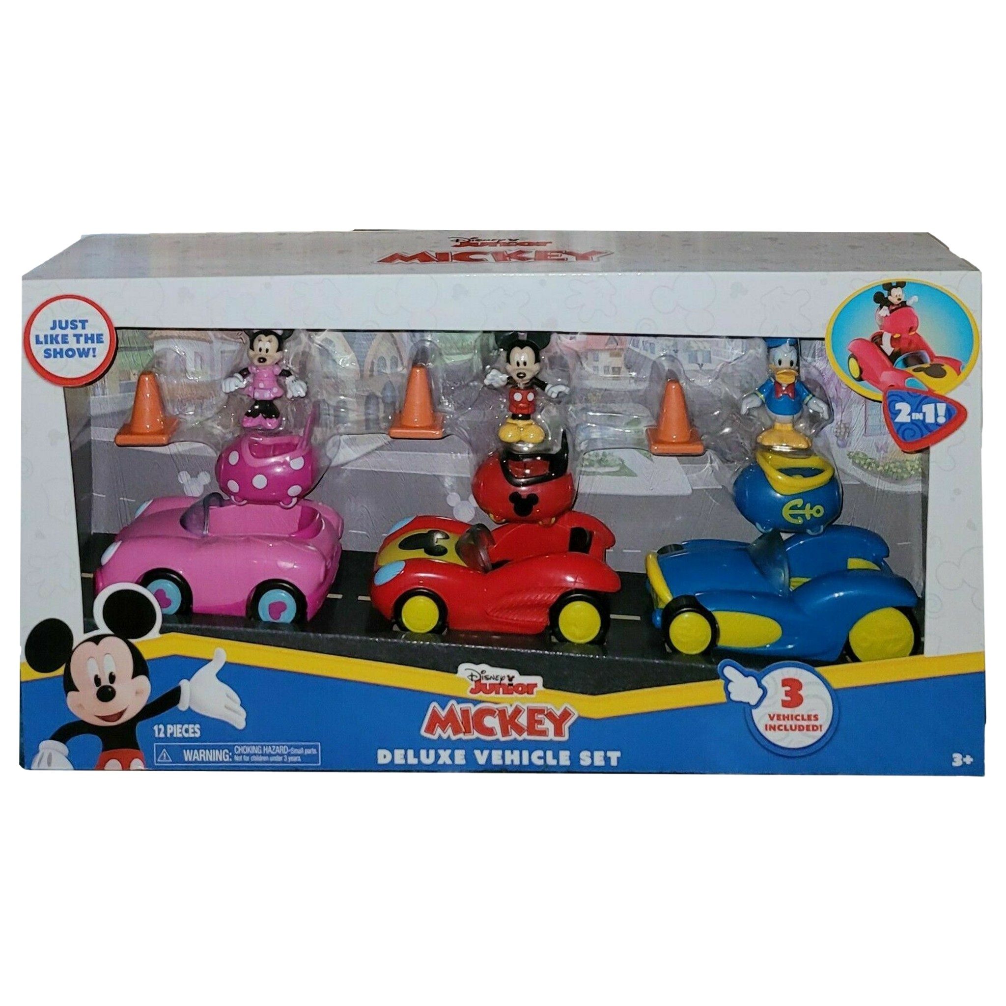 Disney Junior Mickey Mouse Funhouse Deluxe Vehicle Set, Mickey Minnie