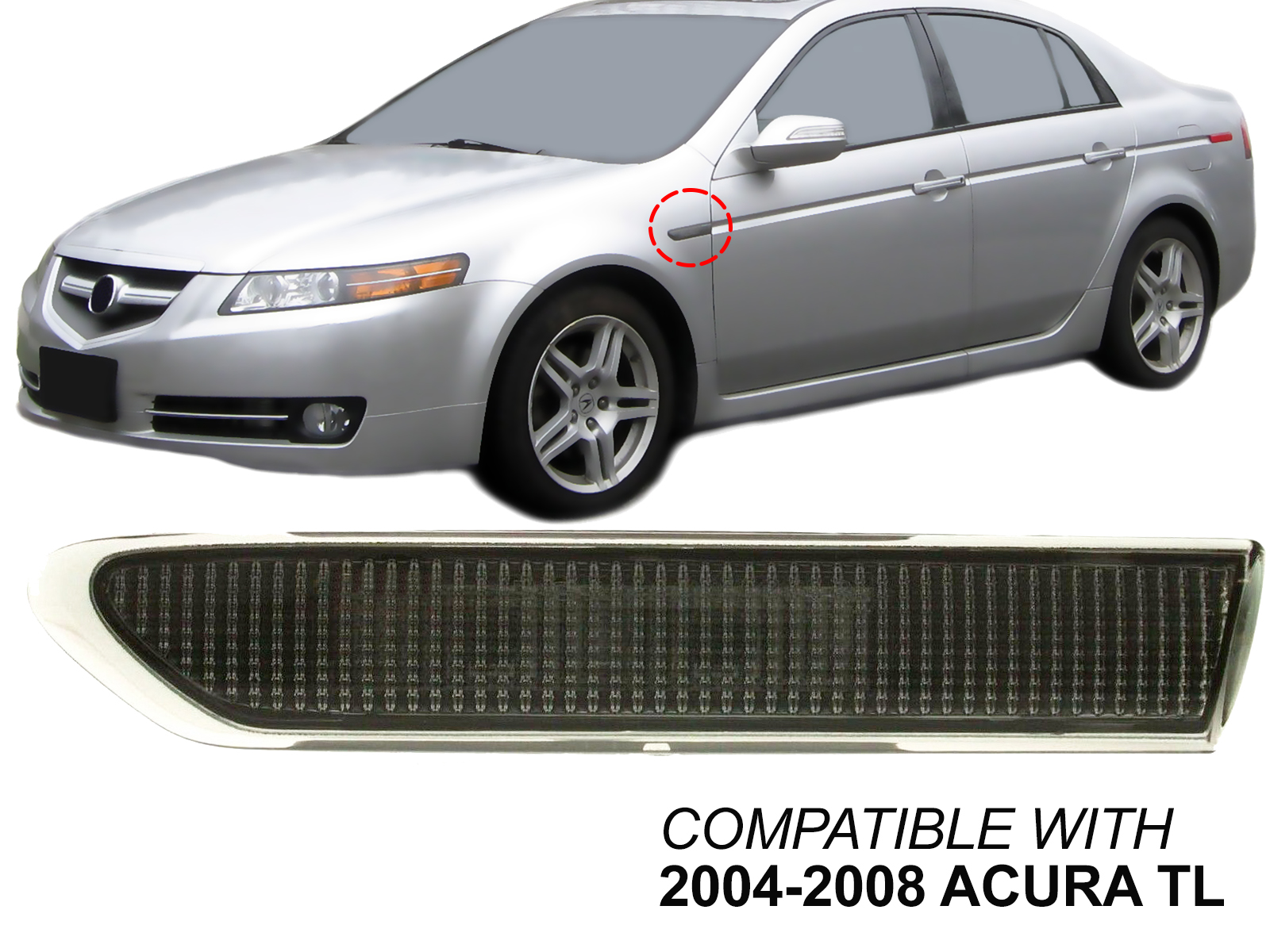For Front LED Side Marker Lamp 2004 05 06 07 08 Acura TL Driver