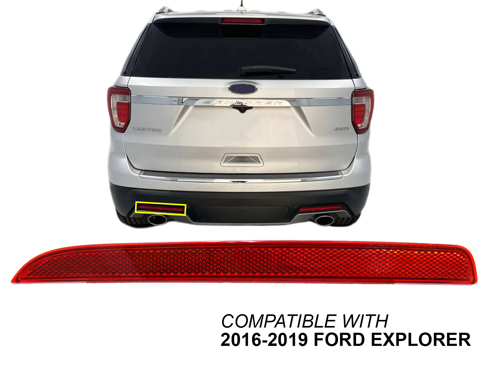 For Rear Bumper Reflector 2016 - 2019 Ford Explorer Driver Left