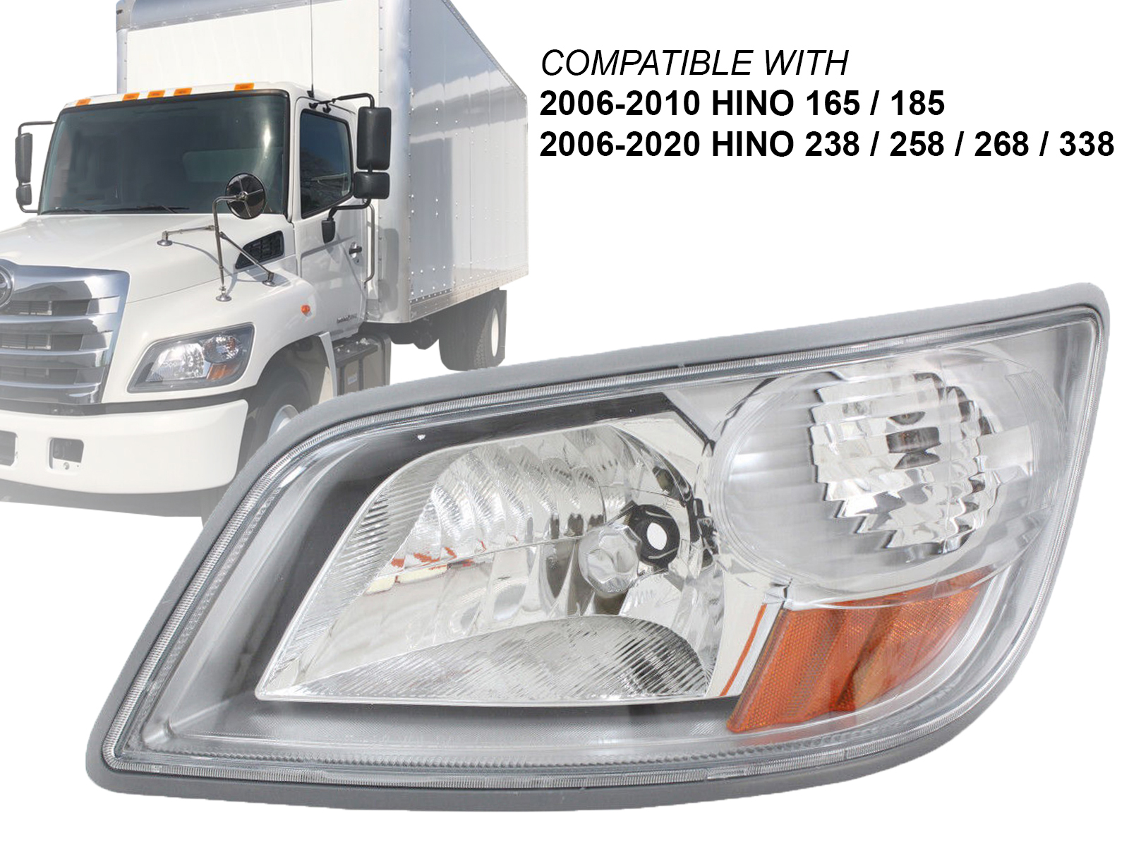 For Headlamp 2006 - 2020 Hino 238 258 268 338 165 185 Driver