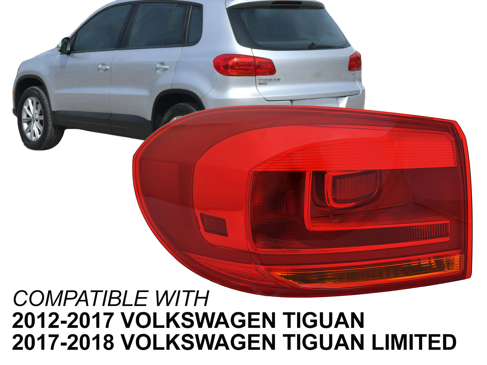 For Outer Tail Light 2012 - 2017 Volkswagen Tiguan with Bulbs