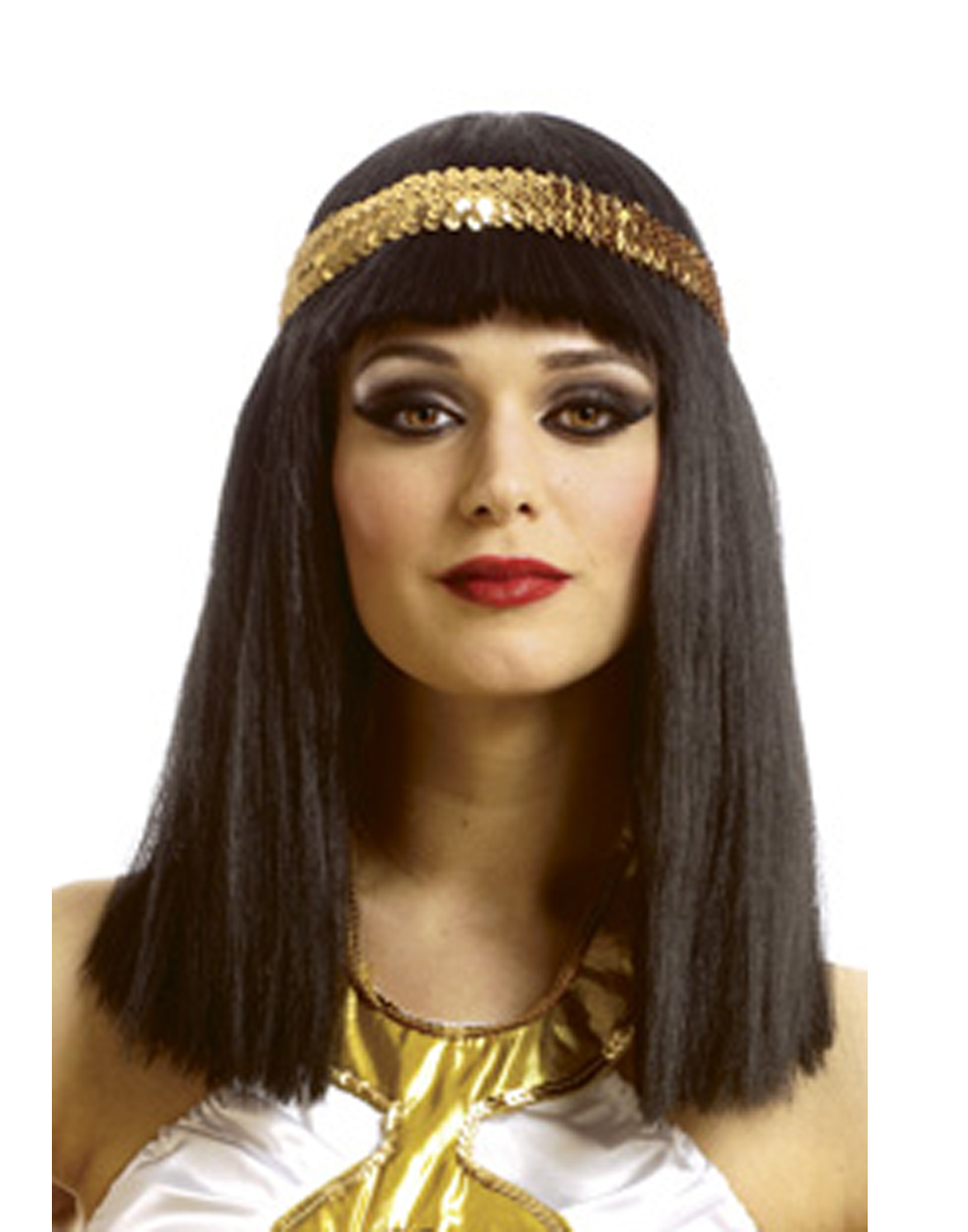 Cleopatra Egyptian Wig Ladies Women Queen Fancy Dress Black Gold Braided Hair Wk