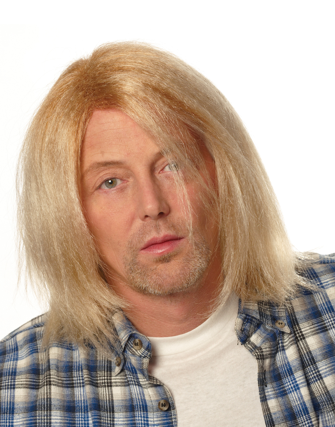 Grunge Blonde Mens Adult Kurt Cobain Shoulder Length Costume Wig