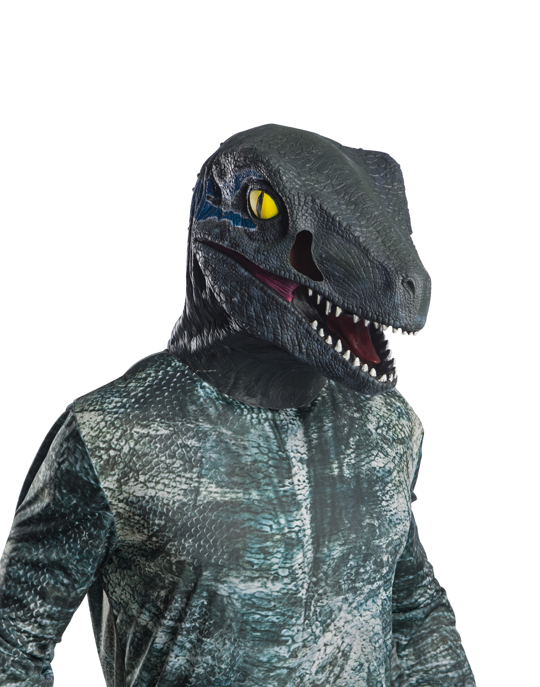 Dettagli Su Jurassic World 2 Da Uomo Adulti Lusso Velociraptor Blu Dinosauro Maschera
