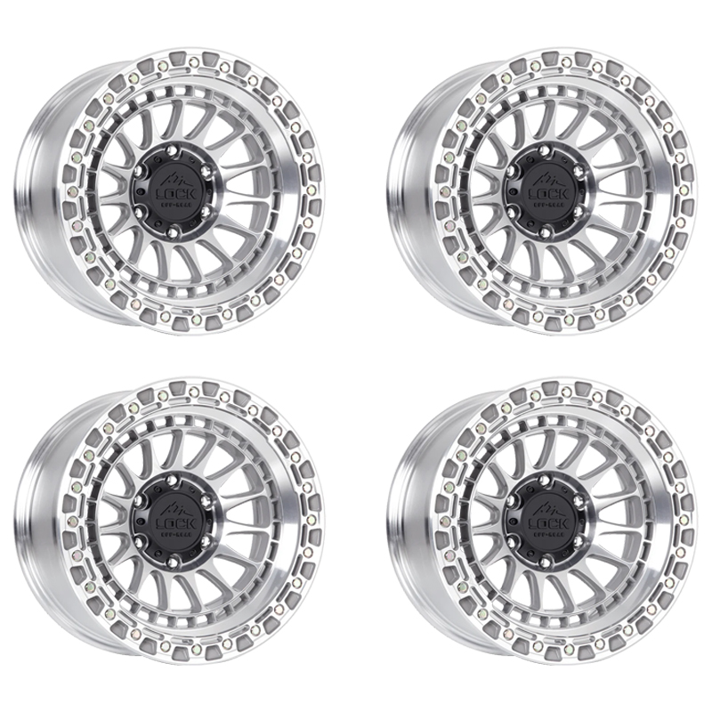 4 x Lock Off-Road MOJAVE 17X9 6X139.7 -12mm Machine W/ Clear Coat