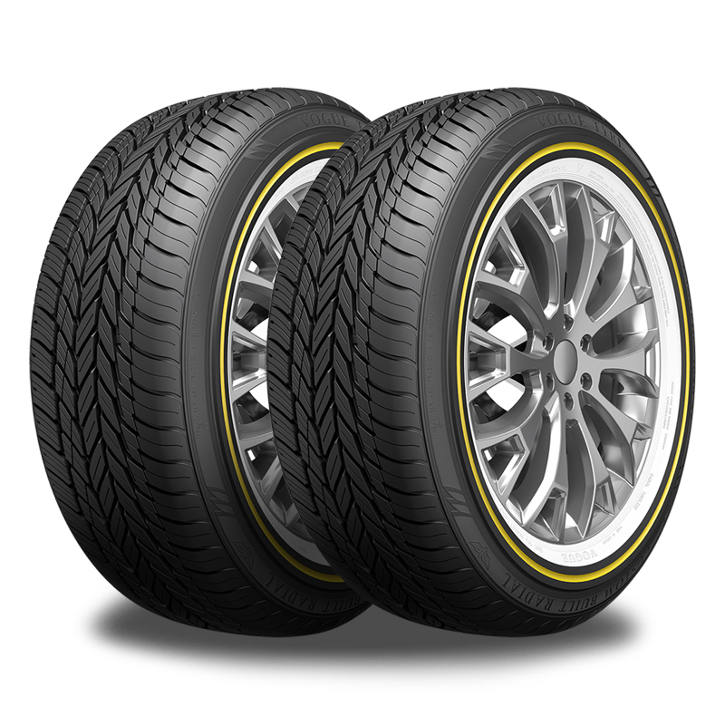 2 Vogue Custom Built Gold Stripe+White Sidewall 235/70R15 106H 60K