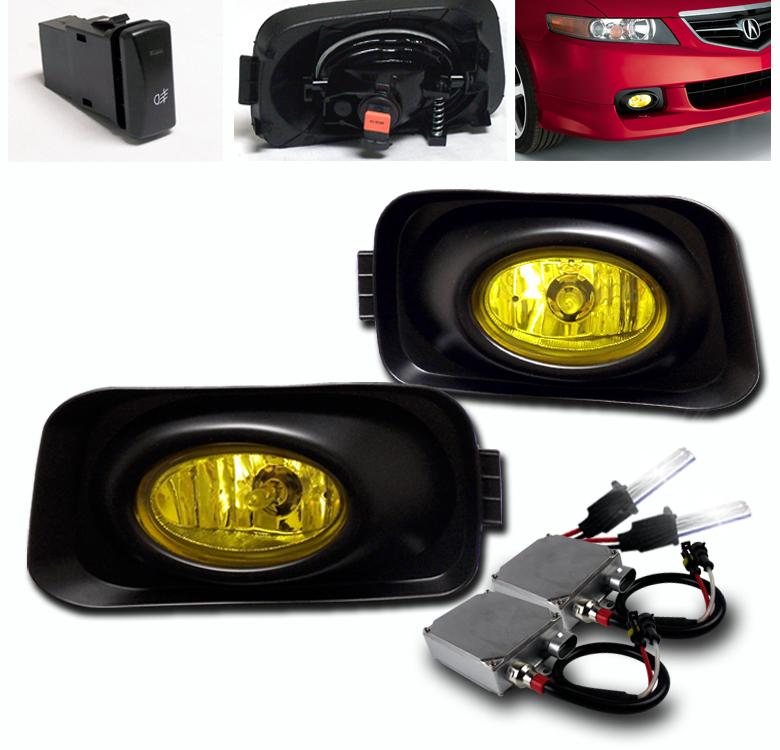 FOR 20042005 ACURA TSX 4DR YELLOW FRONT LOWER BUMPER FOG LIGHTS LAMP+