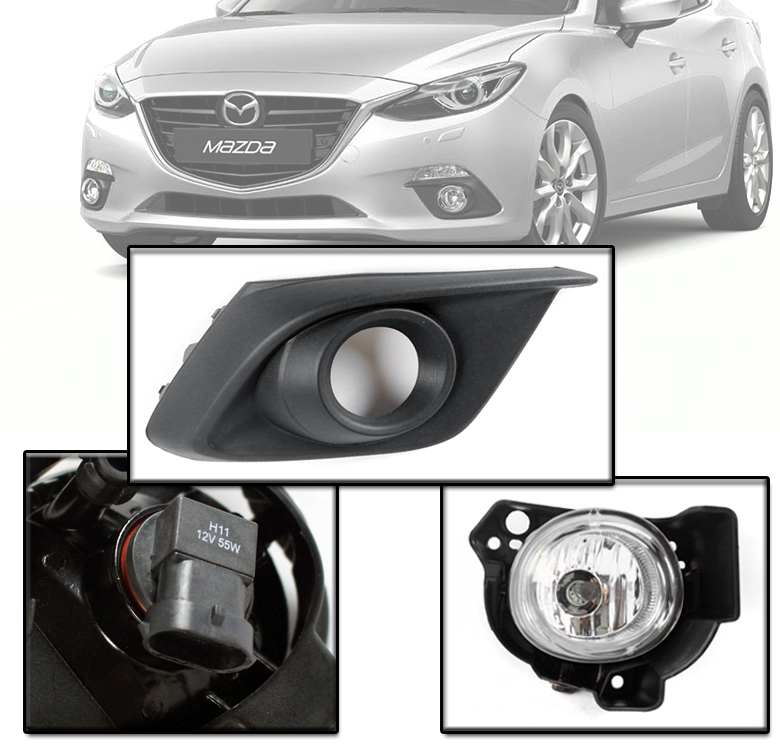 2014-2016 MAZDA 3 MAZDA3 AXELA DRIVING FOG LIGHT CHROME LAMP+50W 6000K